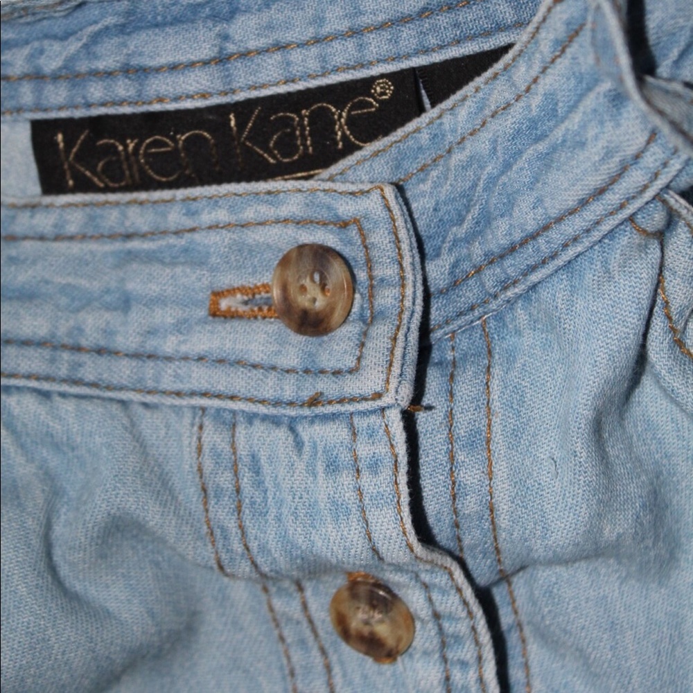 Vintage button up long blue jean skirt. - Picture 2 of 4